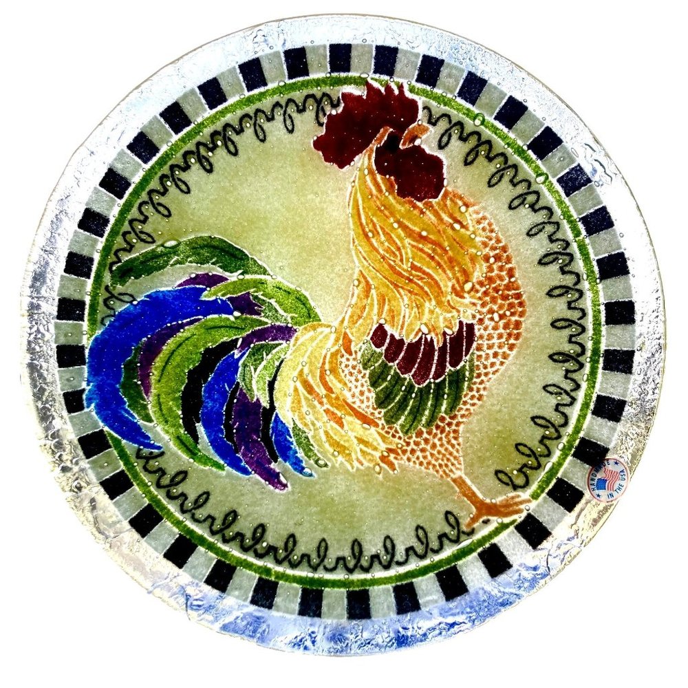 Vintage ARTGLASS FUSED BOWL Peggy Karr Made in USA! 8.5"Dia Serving Console EUC